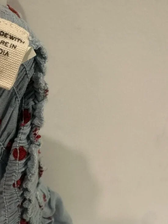 Doen Sol Blue RED Pol Ka Dot Ruffle Maxi Dress - Picture 7 of 8